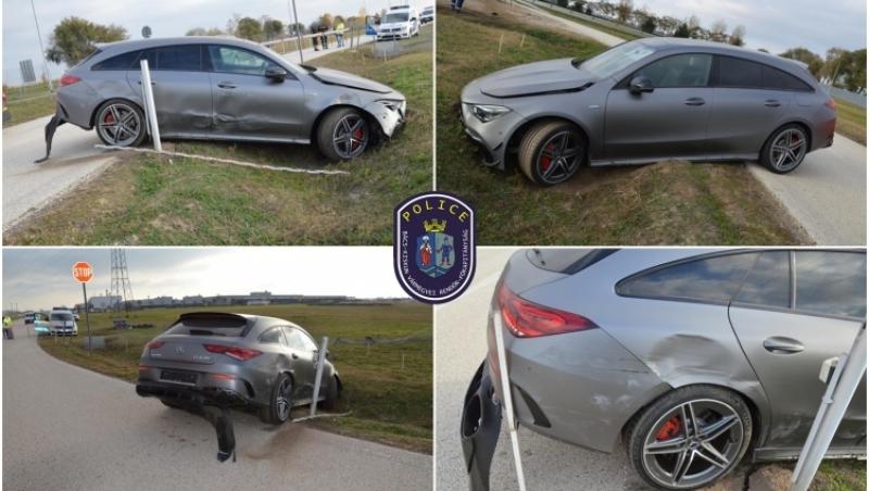 Un student a luat un Mercedes de 120.000 de euro "în probe" şi l-a făcut praf chiar în curtea fabricii. Era curios "cât duce" bolidul