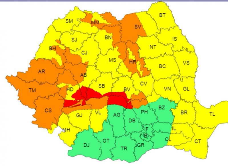 Cod roșu de viscol în șapte județe
