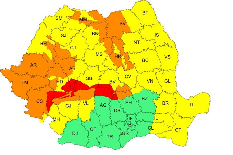Cod roşu de viscol în 7 judeţe. Hartă meteo ANM Cod roşu de viscol în 7 judeţe. Hartă meteo ANM