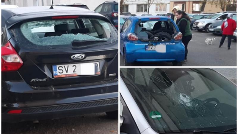 Maşini distruse, în toiul nopţii, de un grup de tineri din Suceava. Cum şi-au găsit oamenii autoturismele