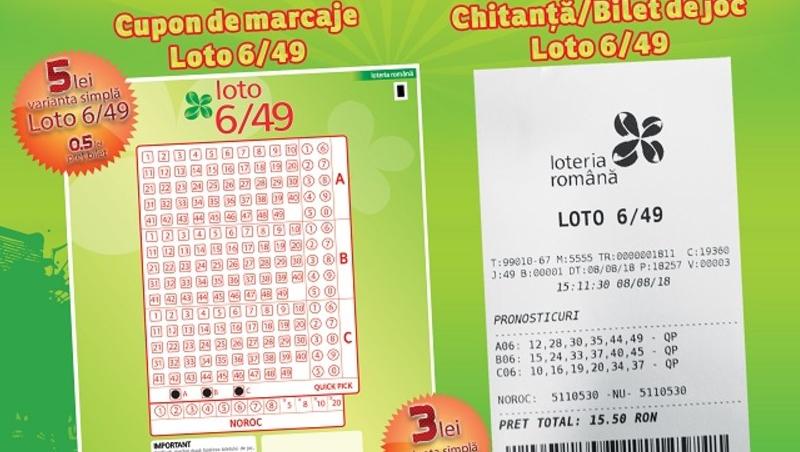 S-a câştigat marele premiu la Loto 6/49 în valoare de peste 900.000 de euro. Biletul a costat 28,50 de lei