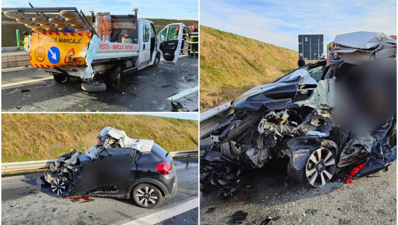 Accident grav pe Autostrada Soarelui. O femeie a murit după ce maşina în care se afla a intrat într-o autoutilitară