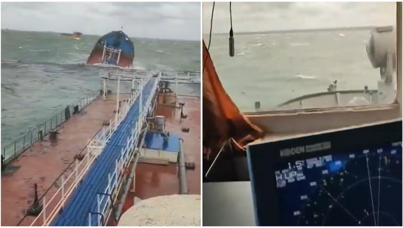 Poluare masivă în Marea Neagră, după ce un petrolier rusesc s-a rupt în două în timpul unei furtuni