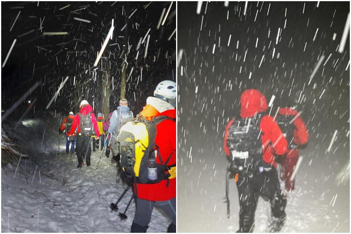 Două grupuri de turişti, rătăcite în Vârful Leaota. Un turist a murit după a alunecat pe zăpadă de la înălţime