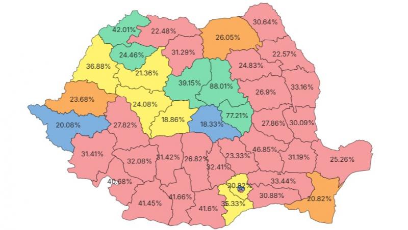 Rezultate parţiale alegeri parlamentare pe judeţe. PSD a câștigat în mai mult de jumătate dintre județe. Doar în 16 nu se află pe primul loc