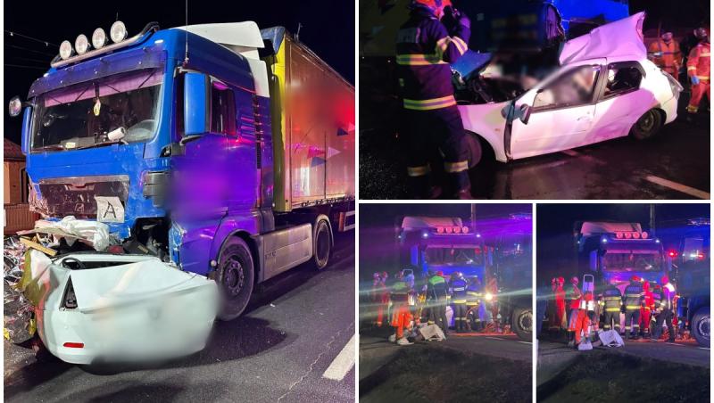 Accident teribil în Cluj: Două persoane au murit, după coliziunea dintre un TIR și o mașină