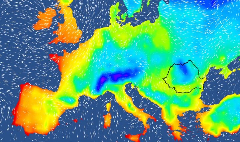 Harta temperaturilor în Europa
