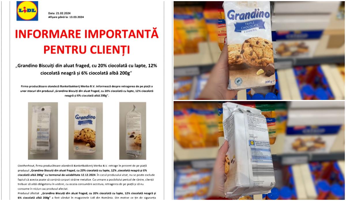 LIDL retrage mai mulţi biscuiţi care pot conţine metal. Au fost vânduţi în magazinele din toată ţara