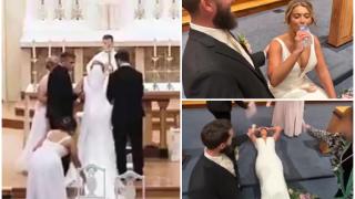 Nuntă de coșmar: Mireasa s-a prăbușit în fața altarului, la doar câteva secunde după ce a spus "Da". "Acum este o glumă de familie"