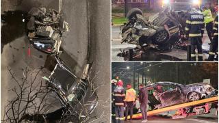 Maşină spintecată în două, într-un accident zdrobitor în Oradea. Şoferul a ieşit ca prin minune teafăr dintre mormanele de fiare