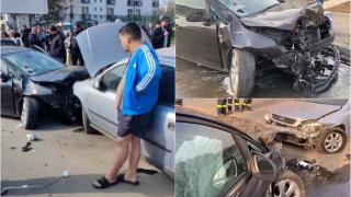 Bărbat cu permisul suspendat, haos pe Bd. Timișoara din Capitală. A făcut praf patru mașini de pe marginea drumului, după ce s-ar fi urcat drogat la volan