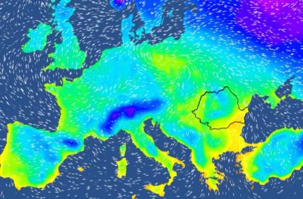 Harta temperaturilor în Europa