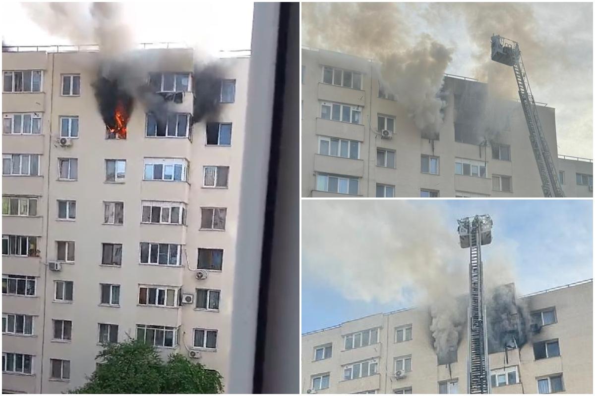 Incendiu în Capitală la un bloc de opt etaje din Titan: O persoană a murit, iar o alta este în stop cardiorespirator