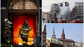 Faţada fostei Burse din Copenhaga s-a prăbuşit, la două zile după ce un incendiu a mistuit clădirea istorică