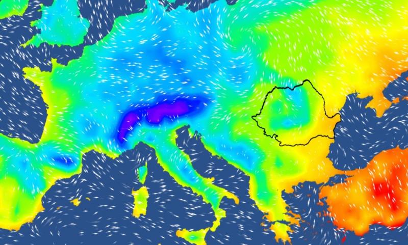 Harta temperaturilor în Europa