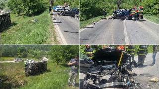 Prăpăd pe o șosea din Caraş-Severin. Șapte persoane, printre care trei copii, rănite după ce trei mașini s-au izbit violent