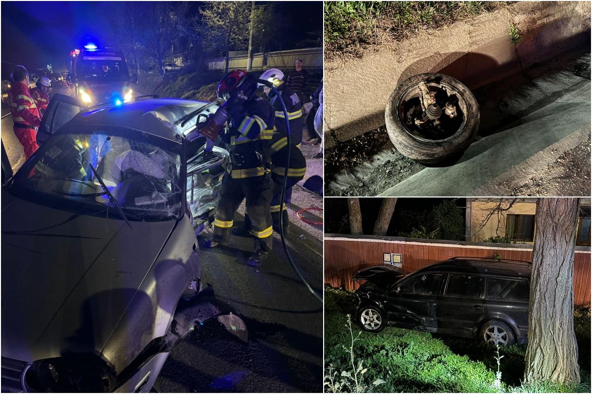 Şofer de 21 ani, în stare gravă după o depăşire periculoasă, în Vaslui. A rămas încarcerat după ce a lovit o maşină parcată