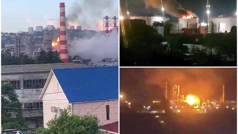 Ucrainenii au atacat masiv Rusia cu peste 100 de drone. 35 de explozii în Novorossisk. 2 depozite de petrol și 2 terminale, lovite