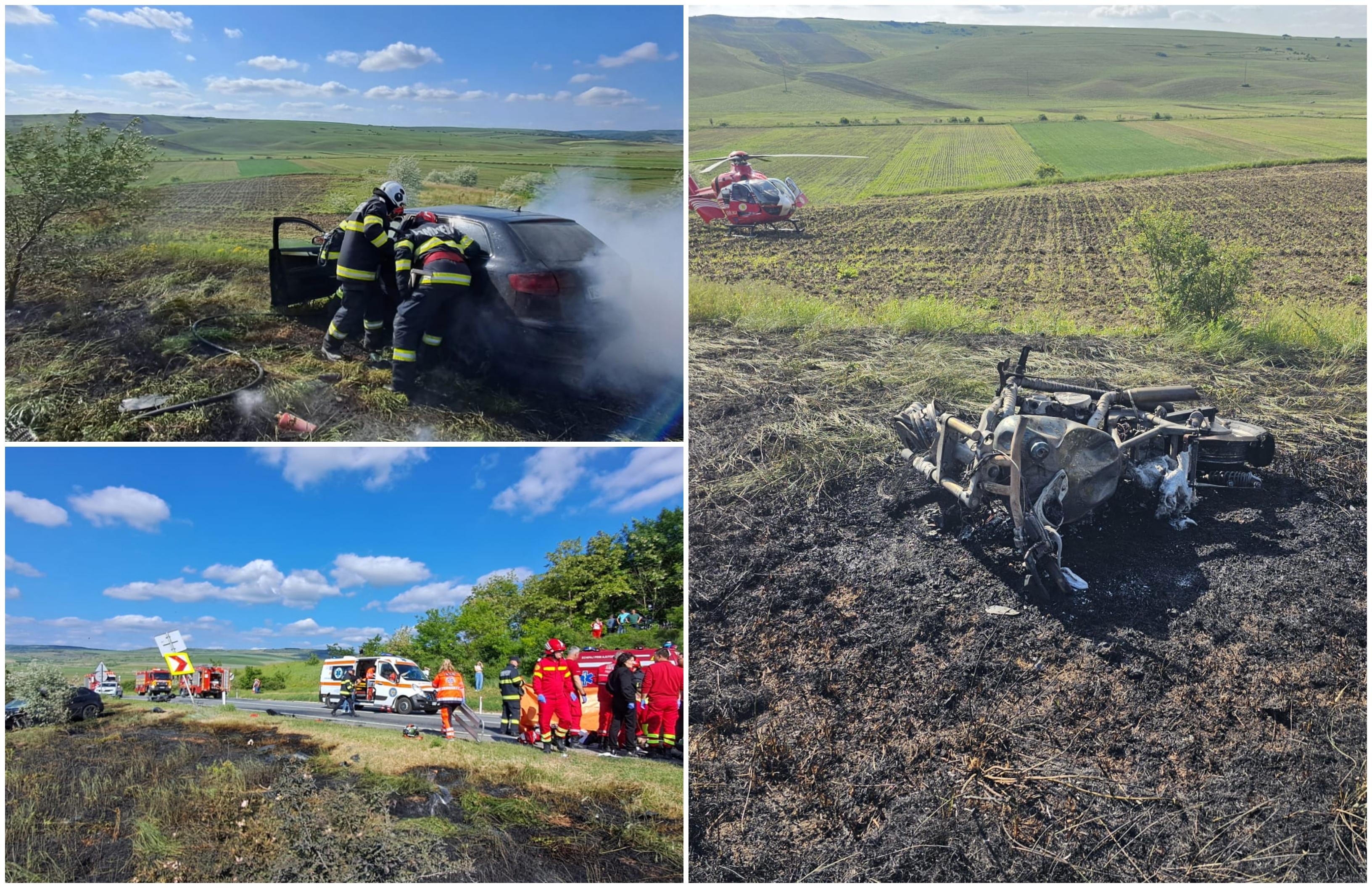 Accident cumplit în Codăeşti, judeţul Vaslui. Trei tineri morţi, după un impact devastator între o maşină şi două motociclete