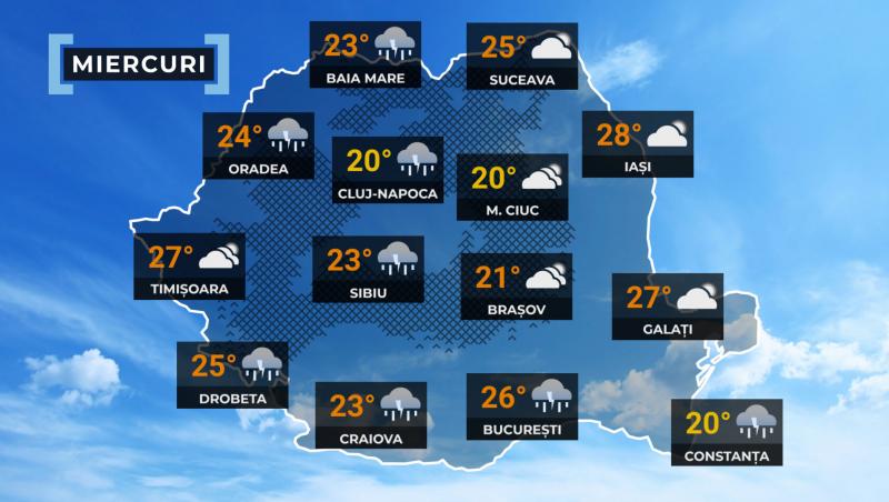 Vremea de mâine 22 mai. Sunt aşteptate ploi însoţite de descărcări electrice în cea mai mare parte a ţării