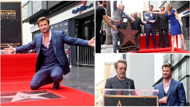 Chris Hemsworth a primit o stea pe Hollywood Walk of Fame. Robert Downey Jr, pus pe șotii