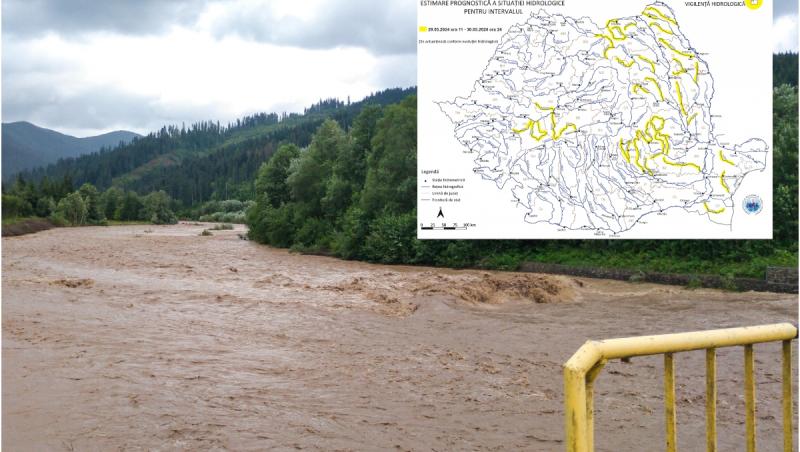 Jumătate de ţară, ameninţată de un cod galben de inundaţii. Harta râurilor unde vor putea apărea viituri rapide