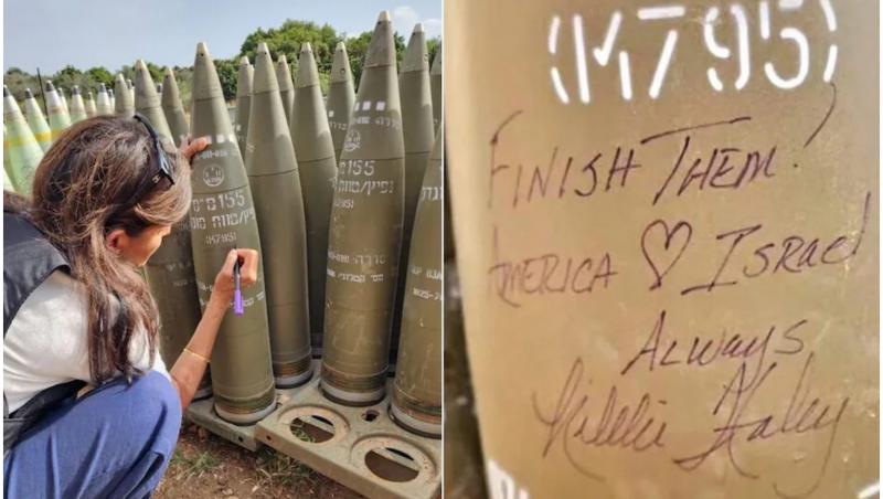 Nikki Haley, fostă candidată la preşedinţia SUA, a scris "Anihilează-i!" pe un obuz israelian