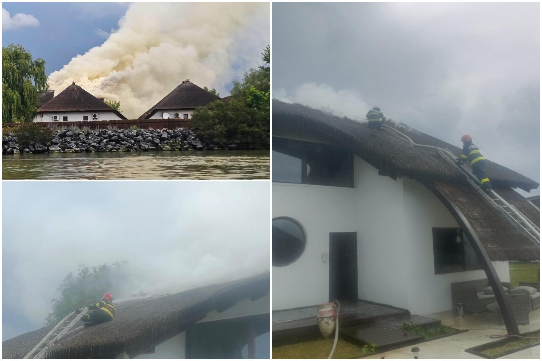 Incendiu la un bungalow din localitatea Crișan, Tulcea. Pompierii intervin pentru stingerea flăcărilor