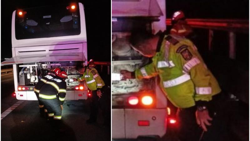 Un autocar care transporta zeci de copii a luat foc pe autostrada A10, între Alba Iulia și Sebeș
