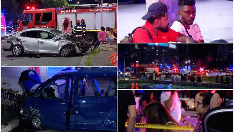 "O maşină e daună totală". Accident teribil azi noapte în Piaţa Unirii, după ce un microbuz plin cu nepalezi a trecut pe roşu. 12 oameni au ajuns la spital