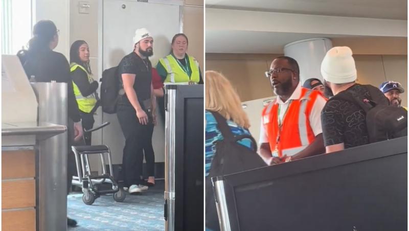Schema prin care un american a încercat să urce în avion fără a plăti taxa de bagaj. A fost luat pe sus de poliţişti