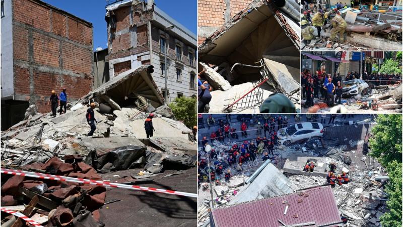 Un bloc de locuinţe cu 5 etaje din Istanbul s-a prăbuşit. O persoană scoasă moartă de sub dărâmături, alte opt rănite