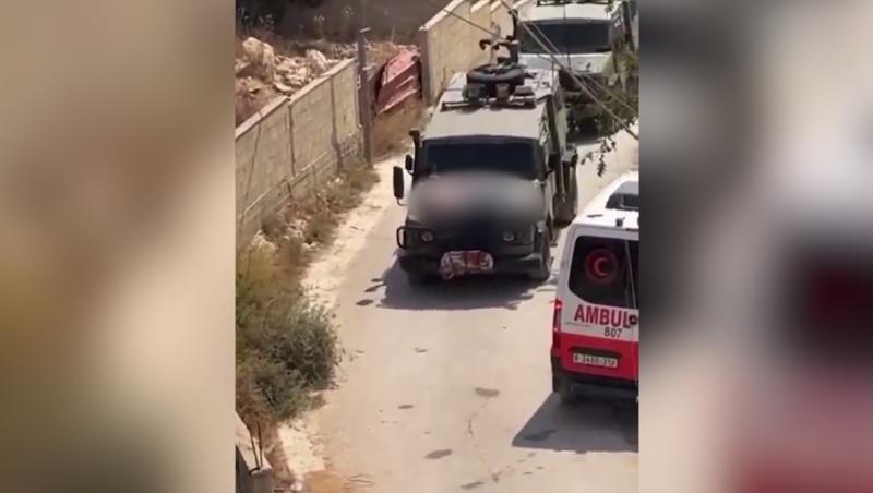Palestinian rănit legat pe capota unui jeep militar israelian. Americanii se declară şocaţi de practica armatei israeliene