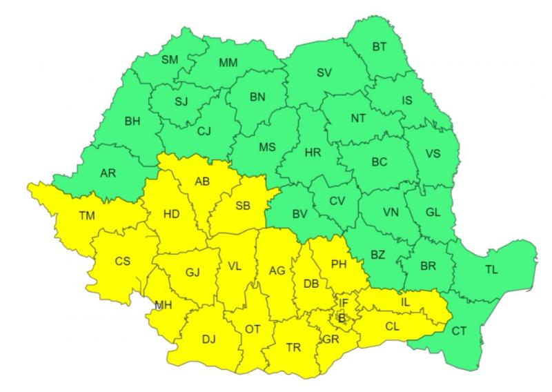 Avertizare cod galben de caniculă 8 iunie