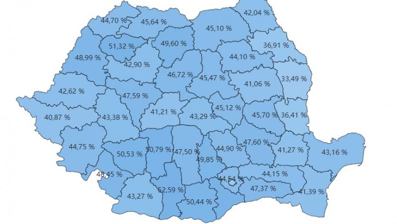 Alegeri locale 2024. Harta prezenţei la vot pe judeţe: Bucureşti, Vaslui şi Galaţi, la coada clasamentului