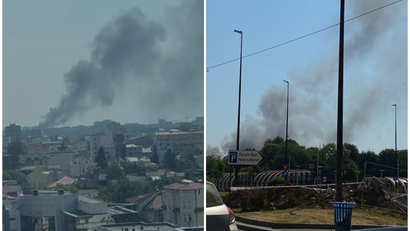 Incendiu puternic lângă Obor, în Sectorul 2 al Capitalei. Un service auto a luat foc