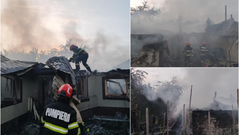 Un bărbat beat şi-a dat foc casei după o ceartă cu soţia la telefon. Flăcările s-au extins şi au ars din temelii şi locuinţa tatălui său