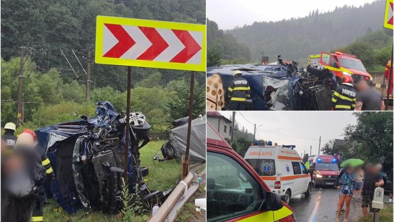 Un microbuz cu pasageri s-a răsturnat, după ce s-a izbit de un camion, în Suceava. A fost activat planul roşu de intervenţie