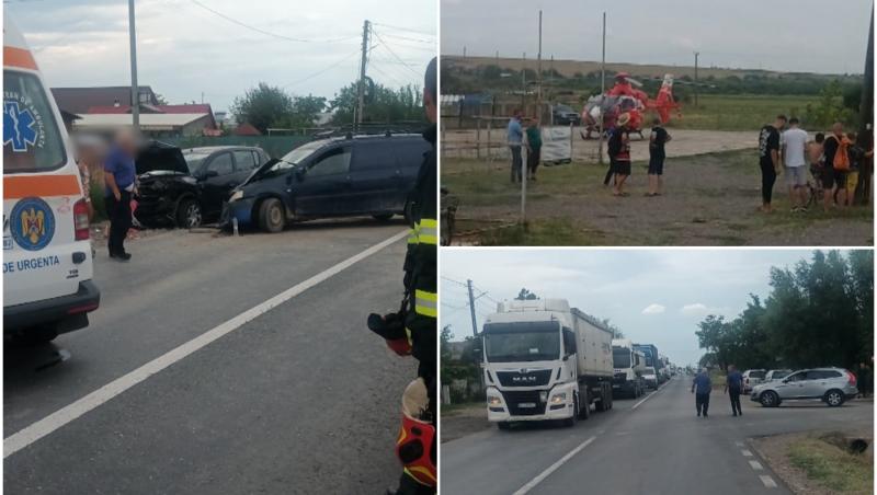 Accident grav pe DN 25, în județul Galați. Trei răniți, după ce două mașini s-au lovit frontal