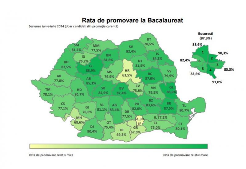 Rezultate Bacalaureat 2024. Rata de promovare de 76,4%, mai mare ca anul trecut. Topul juţelor şi harta notelor de 10 Rezultate Bacalaureat 2024. Rata de promovare de 76,4%, mai mare ca anul trecut. Topul juţelor şi harta notelor de 10