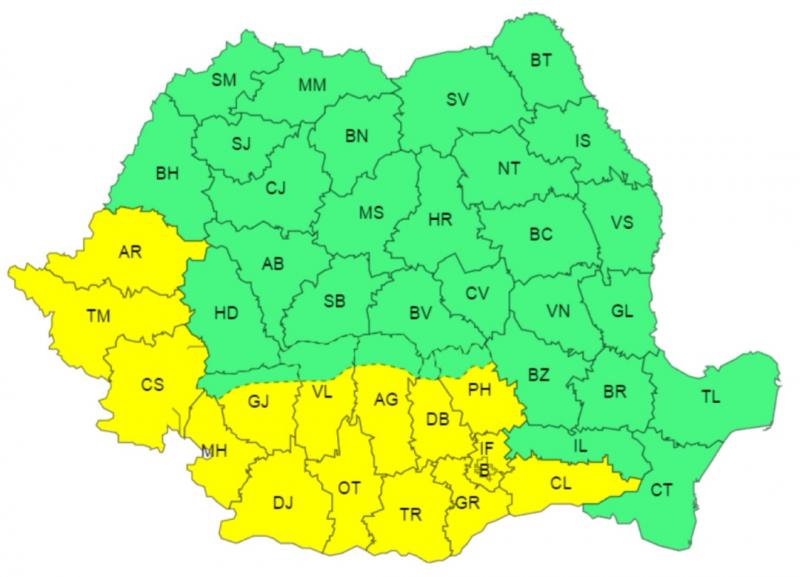avertizare meteo Cod Galben cod galben