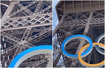 Momentul în care un bărbat escaladează Turnul Eiffel. Monumetul, evacuat cu câteva ore înainte de ceremonia de închidere a JO 2024