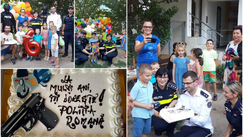 Surpriză uriașă pentru Mădălin, un băieţel de şase ani. Cum l-au surprins polițiștii chiar de ziua lui