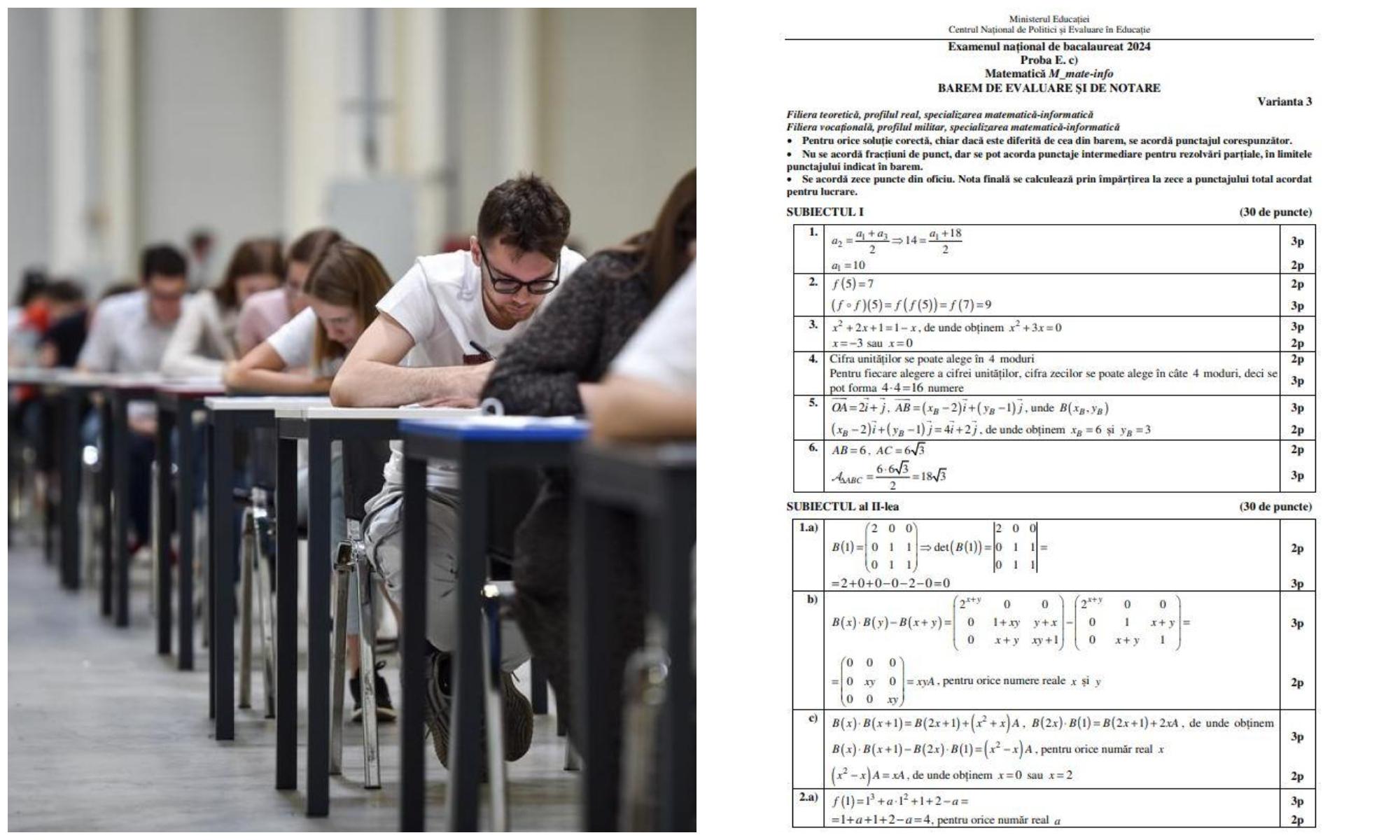 Barem de corectare Bacalaureat de toamnă 2024 - matematică