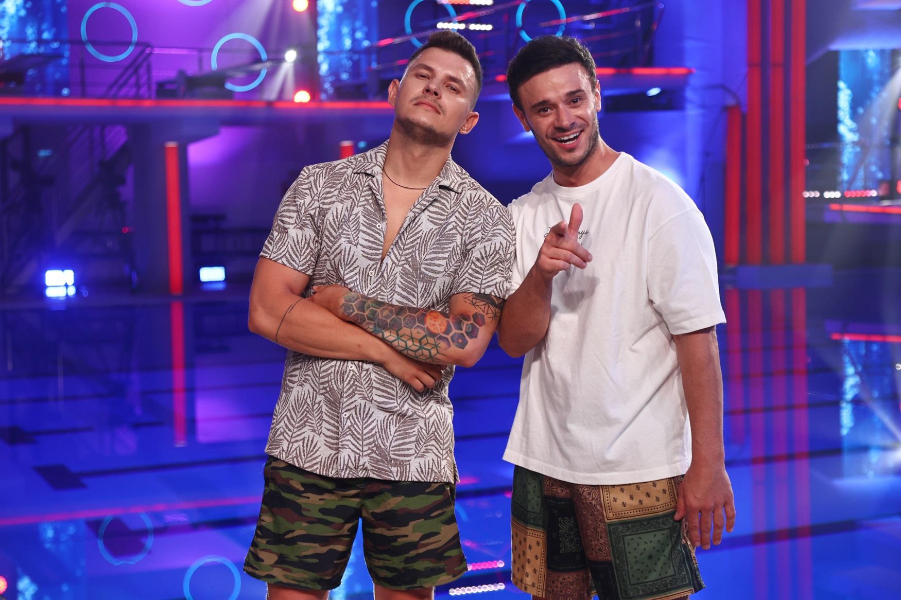 Dima Trofim și Dima Melnic, săritură în tandem la Splash! Vedete la Apă. "Să nu te prind că începi să mă încurajezi, că nu ajută!"