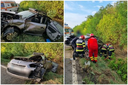 Accident grav în Vaslui. Un copil de un an şi alte trei persoane au ajuns la spital, după ce o maşină s-a răsturnat