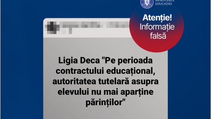 Ministerul Educaţiei atenționează despre un fake-news care circulă pe Facebook: "Această afirmaţie nu îi aparţine ministrului educaţiei"