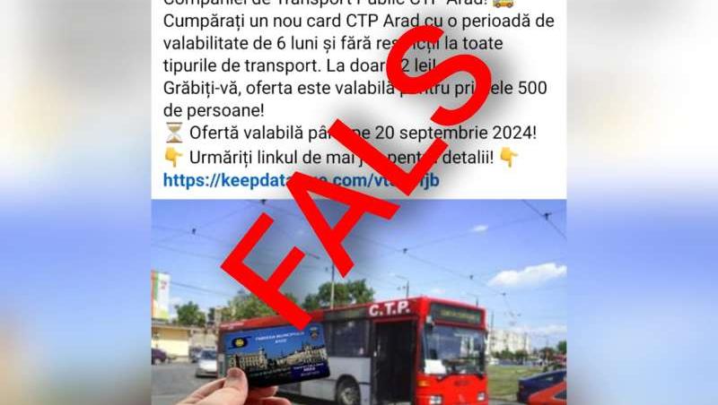 Tentativă de fraudă cu abonamente la preţ redus în numele Companiei de Transport Public din Arad. Escrocii vindeau cardurile cu doar 12 lei