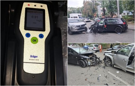 Accident cauza de aburii alcoolului, în Craoiva. Un șofer băut a intrat cu mașina pe contrasens și s-a înfipt într-un alt autoturism condus de o femeie