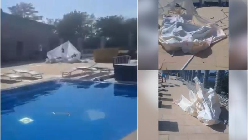 Vreme extremă în nordul ţării. O mini-tornadă a făcut ravagii şi a distrus totul în cale, la o piscină din Satu Mare